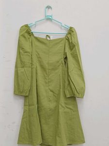 Green Long Sleeve Mini Dress