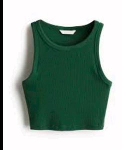 Ribbed Green Crop Tank Top