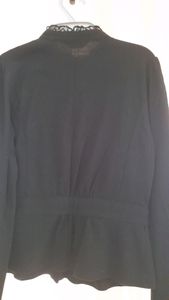 Vintage Black Ruffle Front Jacket