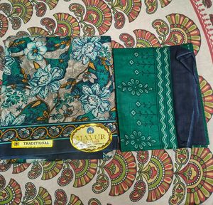 Women's Teal Floral Printed Kurta Set with Dupatta