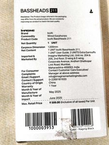 boAt Bassheads 211 Earphones With Box