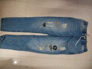 Distressed Patch Jeans