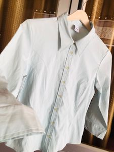 Light Blue Classic Button-Up Shirt☁️🎗️