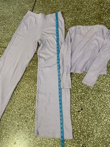 Lavender Ribbed Long Sleeve Top with pajama set