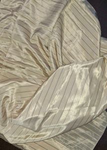 Cream-Gold Luxurious Satin Silk Saree