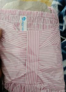 Pink Striped Puff-Sleeve Peplum Top