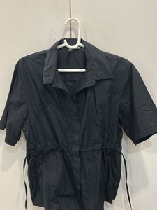 H&m- worn only once- Black Drawstring Waist Shirt