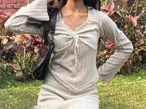 Ribbed Bell Sleeve Cinched Top