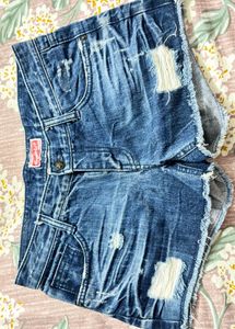 Distressed Denim Shorts
