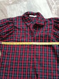 Plaid Puff Sleeve Button-Up Shirt