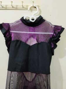 Y2K Metallic Purple Clubbing Romper