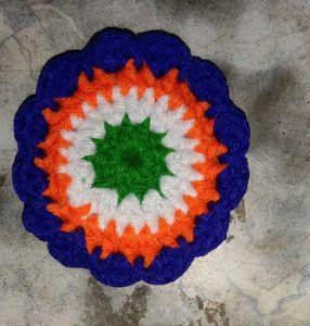 Handmade Tricolor Crochet Pin.
