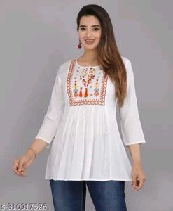 Embroidered White Kurta Tunic_XXL