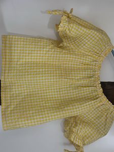 Yellow Gingham Off-Shoulder Top