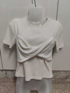 Stylish White Twist Front Top