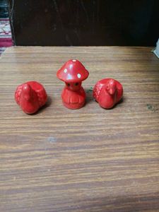 Red Ceramic Figurines (Set of 3)