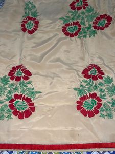 Beige Kurta with Red &amp; Green Floral Embroidery