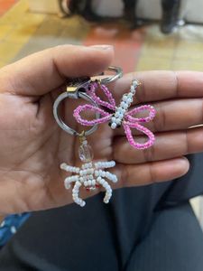 Beaded Dragonfly & Spider Keychain