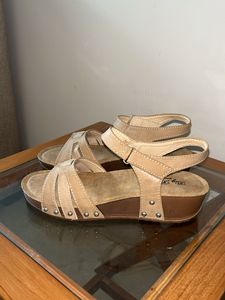 Y2K studded Beige Wedge Sandals
