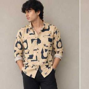 Men's Abstract Print Long Sleeve Shirt
