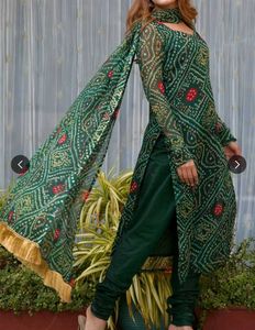 Green Bandhani Kurta Set with Dupatta