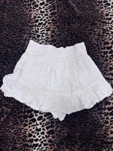 White Smocked Mini Skirt