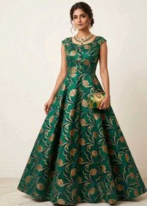 embellished dark green gown