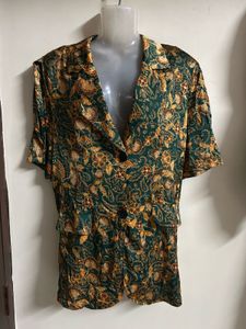 Boho Floral Print Button-Down Blouse