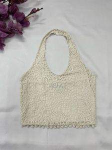 Off white halter neck top