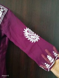 Embroidered Maroon Kurta