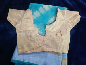 Blue Tie-Dye Cotton Saree with Blouse