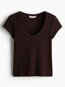 h&m Ribbed Knit Scoop Neck T-Shirt