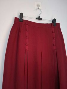 Maroon Pleated Midi Skirt