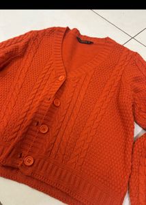 Orange Cable Knit Cardigan🍊