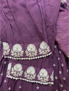 Georgous Purple Anarkali Type Kurthi Set