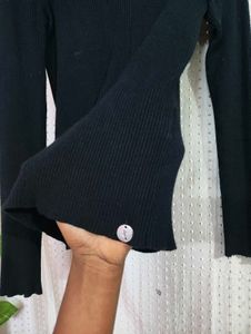 Black Knit Turtleneck Top