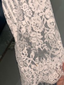 Satin Robe with Lace Sleeves