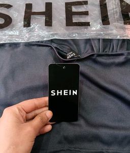 Shein Asymmetrical Neck Panel Seam Ruched Top🩶