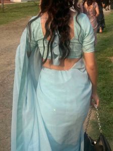 Elegant saree with blouse and skirt