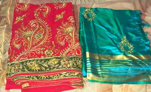 Embellished Red Saree combo 2
