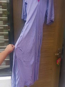 Lavender V-Neck Midi Dress