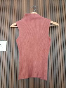 Sleeveless Mock Neck Ribbed Top