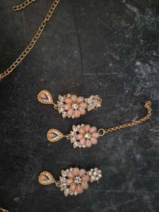 Elegant Rose Gold &amp; Pink Stone Jewellery Set
