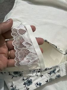 Floral Print Bra with Lace Trim