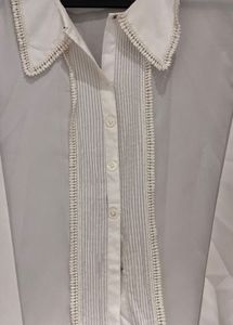 Sheer off White shirt with lace Detailing