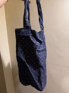 Navy Blue Polka Dot Tote Bag