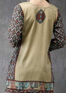 Beige Multi Color Short Kurti