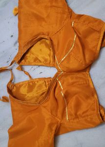 stitched rajputi poshak in orange colour