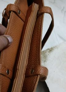Stylish Brown Faux Leather Crossbody Bag