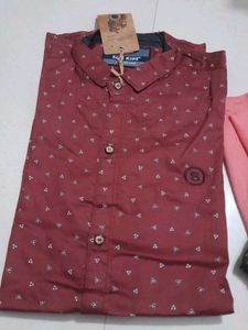 like New Men's Coral Printed Casual Shirt
